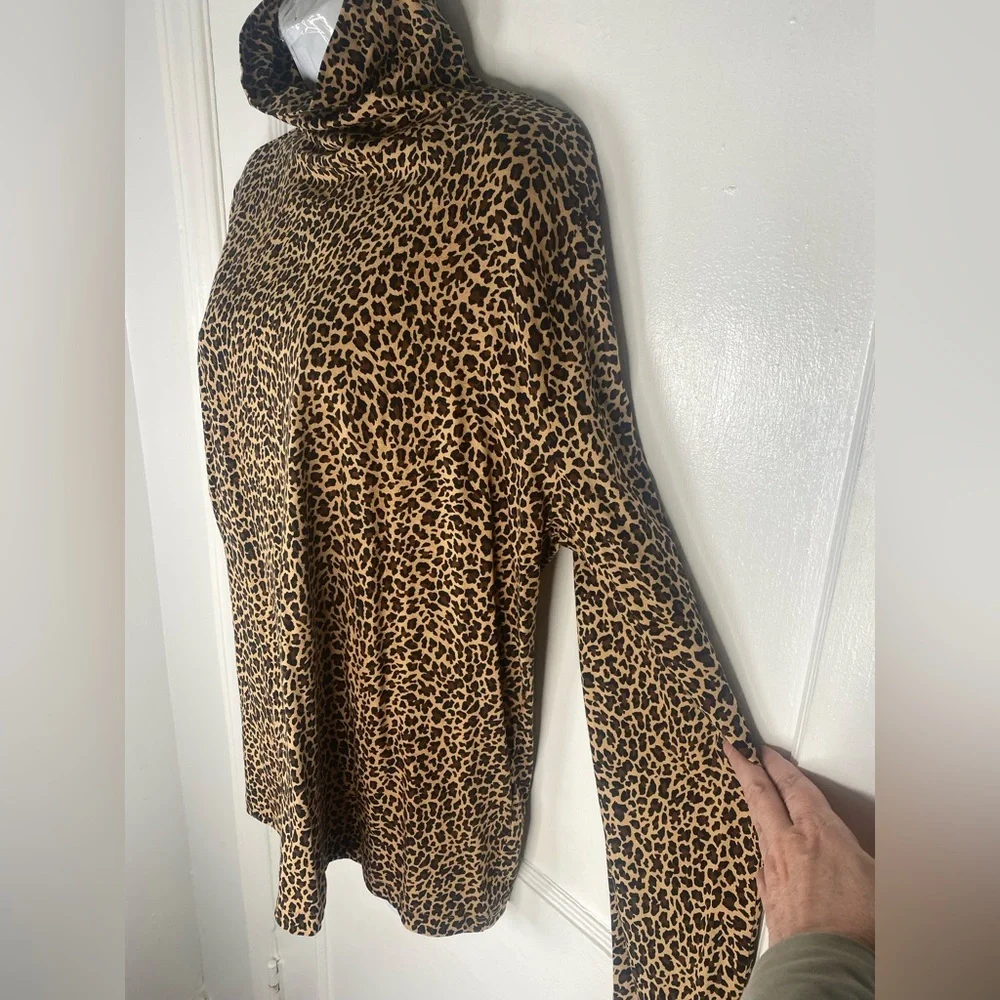 J. Crew Leopard Print Turtleneck Top in Tan and Black